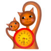 Tiko-dekorace | Dětské dřevěné nástěnné hodiny s motivem kočiček s tichým chodem, ručně malované, na jednu tužkovou baterii, česká kvalita a ruční práce.